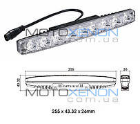 Світлодіодні LED денні ходові вогні DRL ДХО в корпусі, 9 діодів, 25,5 см