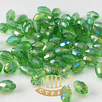 Бусина овальна, 4*6 мм, колір — Peridot AB