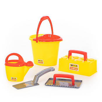 Набір муляра №1 5 ел. відро лійка шпатель затырка пісочну форму для вироблення цегли сітки 20*21см ТМ