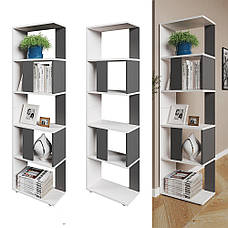 Компактний стелаж для дому, перегородка, книжкова шафа з ДСП 5 відділень, СТ-5-450 колір Білий, фото 3