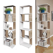 Компактний стелаж для дому, перегородка, книжкова шафа з ДСП 5 відділень, СТ-5-450 колір Білий, фото 2