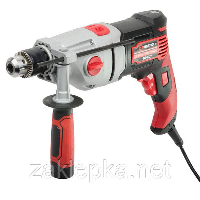 Дриль ударний 1200 Вт, 2 швидкості: 0-1200/0--2800об/хв, 1.5-13 мм, метал. корпус редуктора INTERTOOL WT-0122