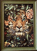 Картина - панно из янтаря " Тигр "