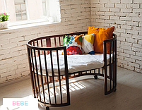 Кругле ліжко трансформер 7в1 венге з матрасиком і маятником, фото 4