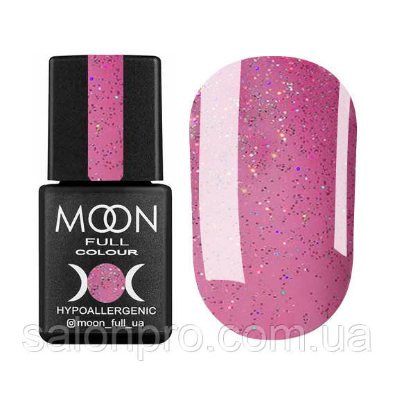 Гель-лак Moon Full № 306 (напівпрозорий рожевий з різнобарвним шиммером), 8 мл