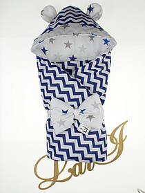 Конверт - ковдра Міккі демісезонний у зірки для виписки з пологового будинку та прогулянок Lari Синій