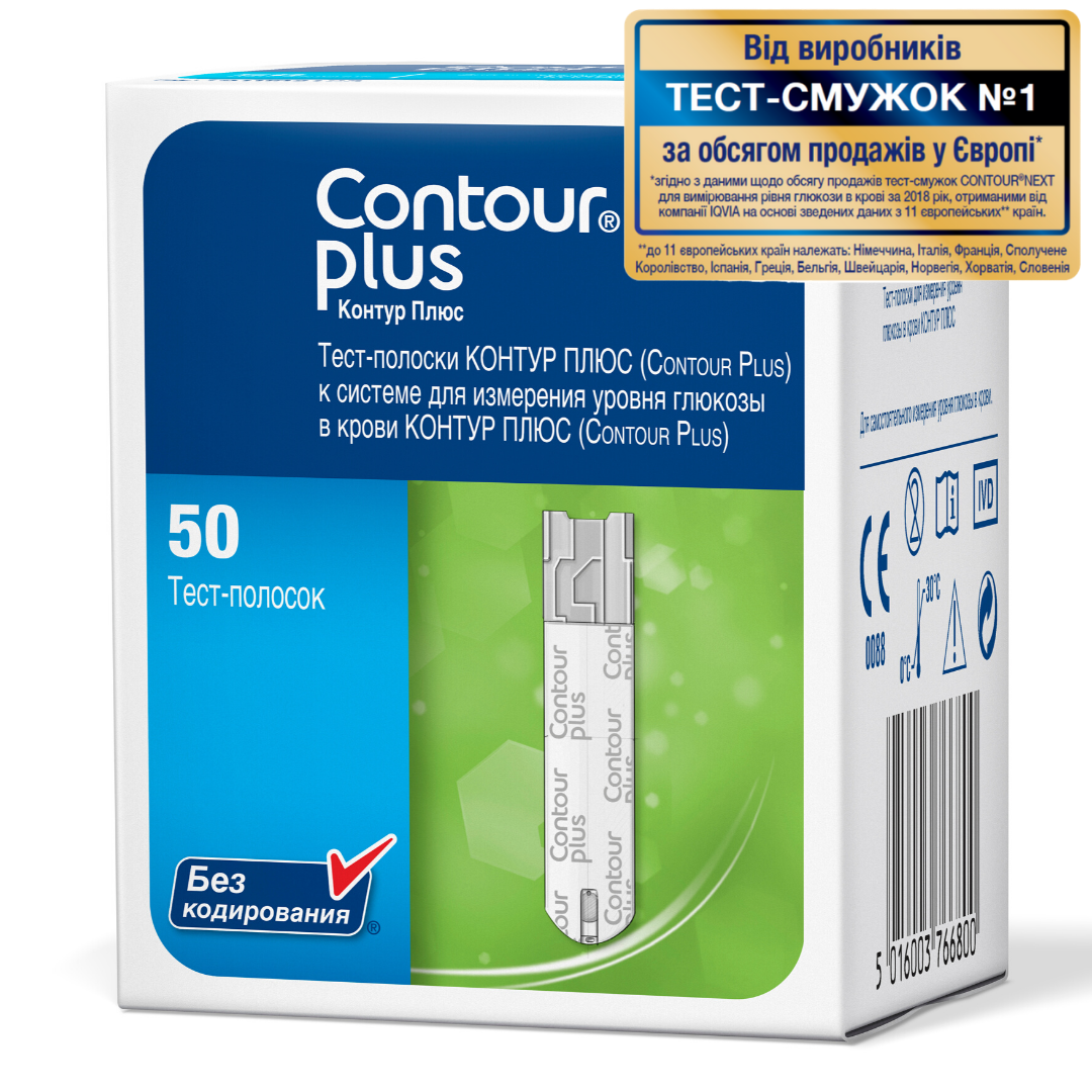 Тест полоски для глюкометра Contour Plus Контур Плюс 50 шт (ID ...