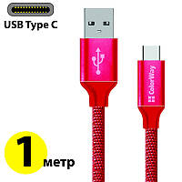 Кабель USB Type C, ColorWay, красный, 1 метр (CW-CBUC003-RD)