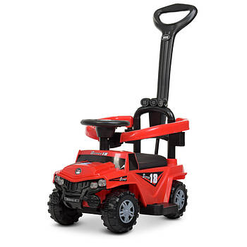 Каталка-толокар із батьківською ручкою (музика, світло, на батарейці) Bambi M 4231L-3 Червоний