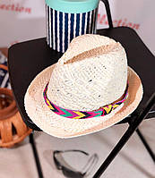 Стильная летняя пляжная шляпа с яркой лентой унисекс 57-59