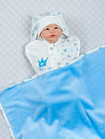 Дитяче покривало плед для прогулянок з новонародженим із велсофту розмір 105х100 см Lari Блакитний