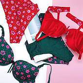 Комплект білизни в квіточку (бюстгальтер пуш-ап 2-ка + трусики - сліпи)