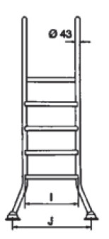 Габаритні розміри сходи для басейну Kripsol серії ESP