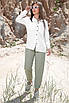 Жіноча літня біла бавовняна сорочка з довгими рукавами, фото 3