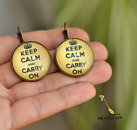 Сережки "Keep Calm and carry on". Sale