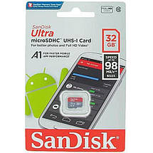 Карта памяти 32 Гб для телефона micro SD класс 10 UHS-I, SanDisk Ultra A1 (SDSQUAR-032G-GN6MN), фото 3