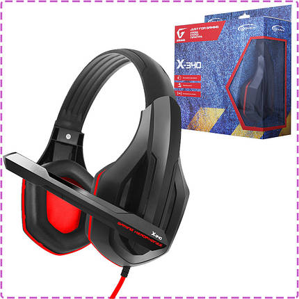 Игровые наушники с микрофоном Gemix X-340 Gaming Black/Red, игровая гарнитура, фото 2