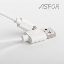 Кабель Lightning для iPhone, Aspor, білий, 1.2 м, 2.1 A (A172), фото 2