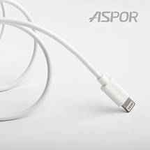 Кабель Lightning для iPhone, Aspor, білий, 1.2 м, 2.1 A (A172), фото 3