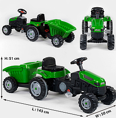 Дитячий педальний карт трактор з причепом HERBY 07-316 GREEN зелений ***