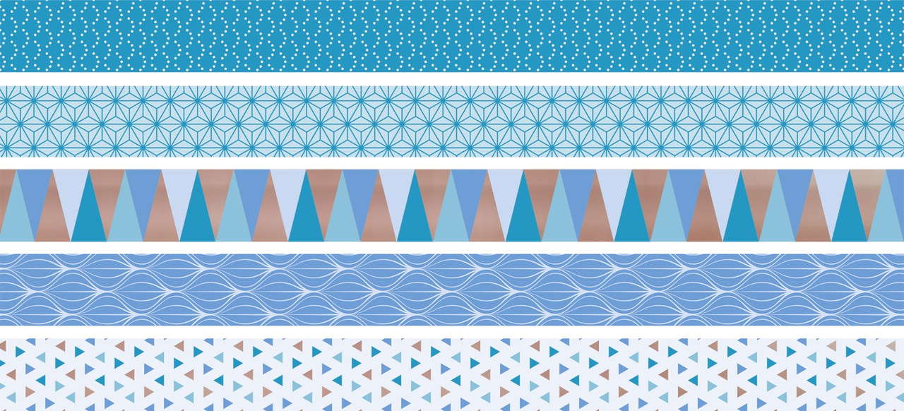 Скотч кольоровий декоративний Heyda 12 мм х 3 м 5 шт трикутник лазур 203584569