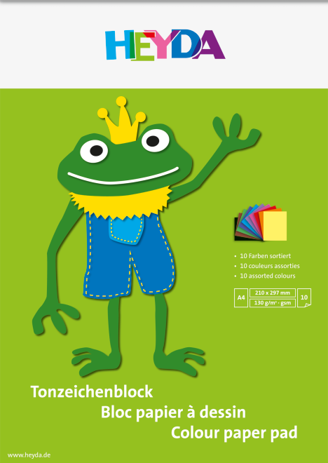 Набір кольорового паперу Heyda А4 10 аркушів, 130 г/м2, 10 кольорів