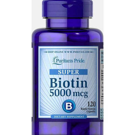 Біотин з кальцієм Puritan's Pride Biotin 5000 mcg 120 капс., фото 2