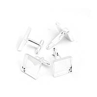 Запонка для манжет, Колір: Срібло, Основа для кабошона, Квадрат 18 мм х 18 мм, 28 мм x 19 мм, Ціна за 1 шт.