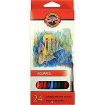 Набір акварельних олівців 24 кольори Koh-i-noor Aquarell Рибки 3718