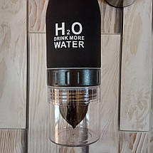 Спортивна пляшка для води та напоїв H2O з цитрусовою соковижималкою 650 мл Чорна (реальні фото), фото 2
