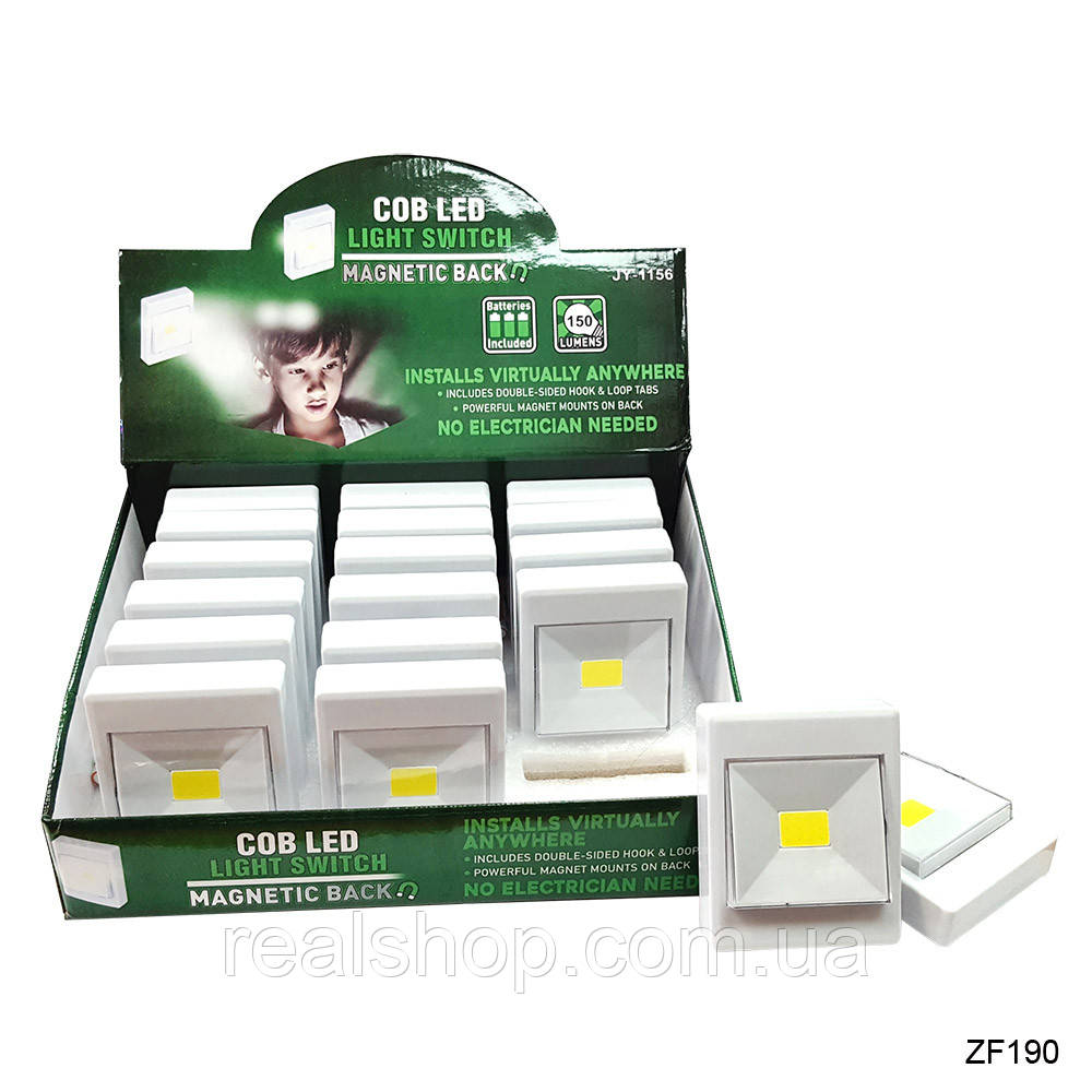 Світлодіодний LED світильник нічник вимикач на батарейках COB Switch Light Switch, фото 1