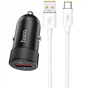 Автомобільний ЗП Hoco Z32A Flash Power QC3.0 18 W 1 USB with Type-C Cable