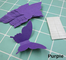 Прикраси на стіну метелики бузкові - у наборі 20 штук розміром 8*5см, картон, є 2-х сторонній скотч