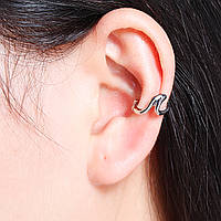 Сережка-кліпса, Обманка, Каффа, Хвиля, Колір: метал, 15 мм x 14 мм, 1 шт.