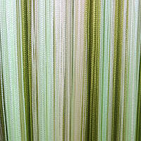 Штори нитки серпанок Веселка 3х3м Білий Зелений Оливковий без люрексу
