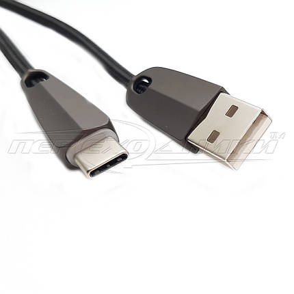 Кабель Type-C to USB 2.0, чорний (преміум'якість) з контролером заряджання, 1.2 м, фото 2