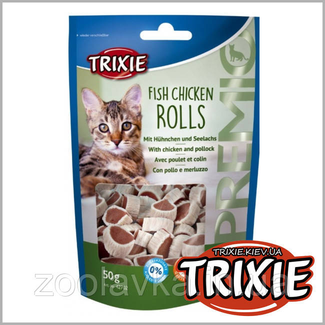 Trixie TX-42702 PREMIO Fish Chicken Rolls 50 г — рулетики для кішок із куркою й мигтаєм