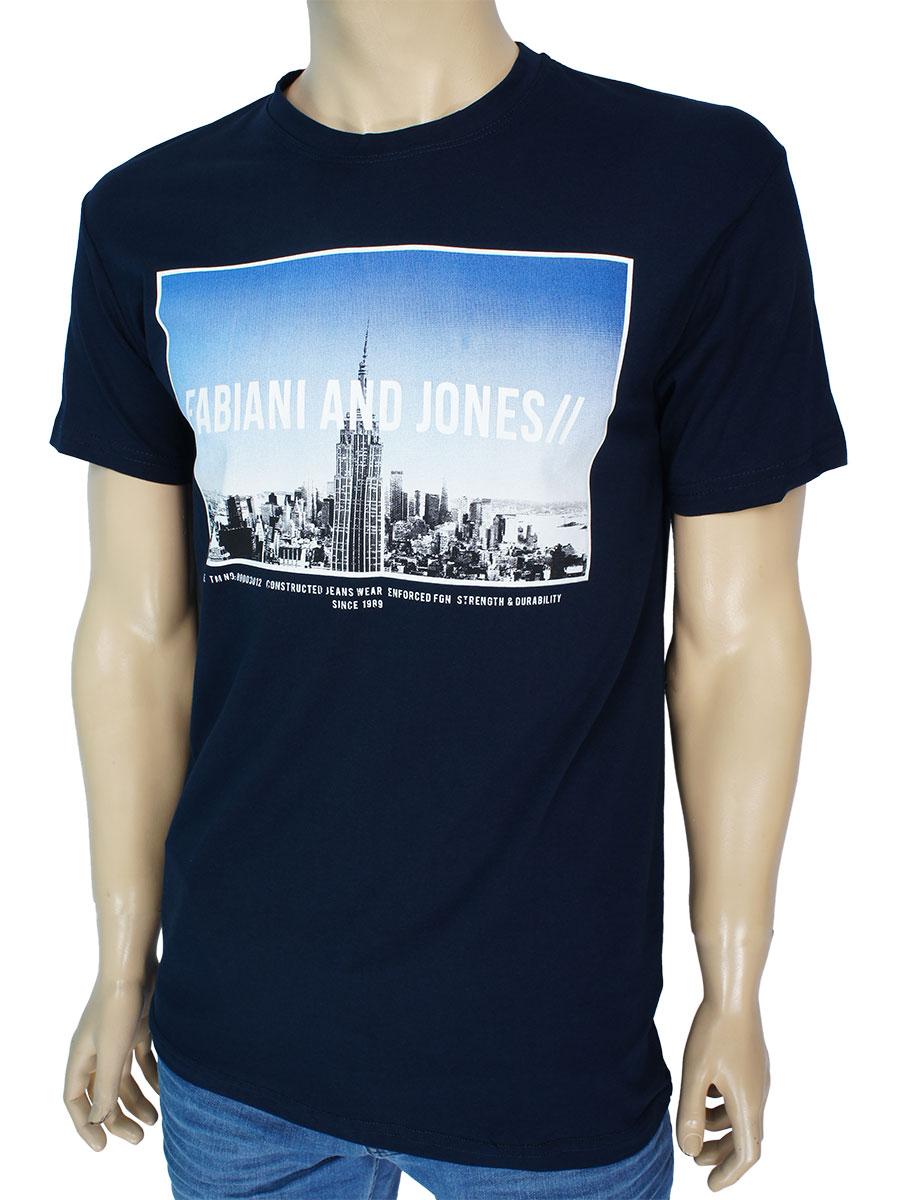 Стильна чоловіча футболка Fabianі 8848 Dark Blue темно-синього кольору
