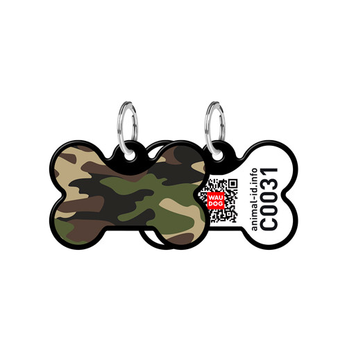 Адресник WAUDOG Smart ID з QR-паспортом Камо кістка 31*21 мм чорний 0631-0102-01, фото 1