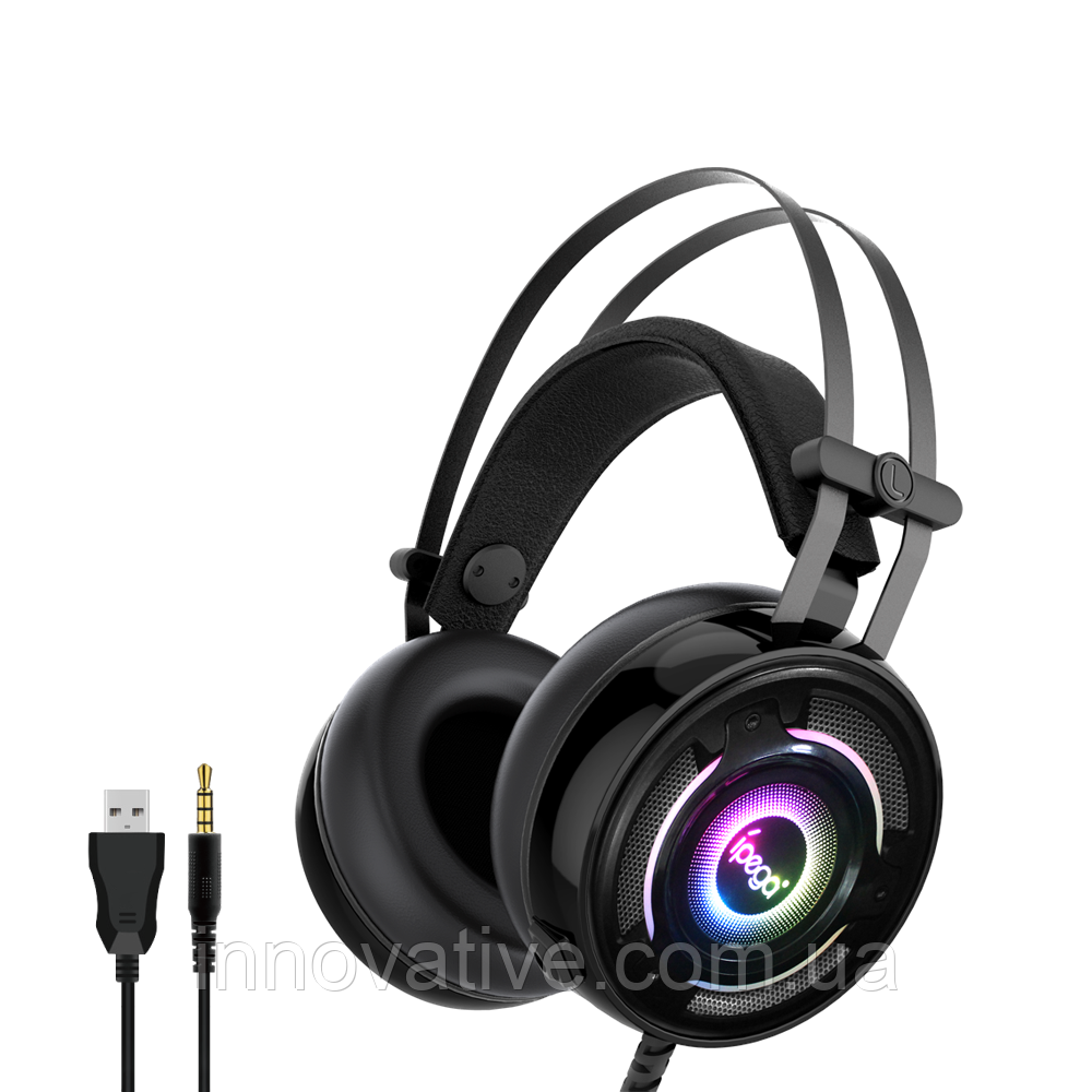 Геймерські навушники iPega PG-R008 з RGB-підсвіткою (Чорний)