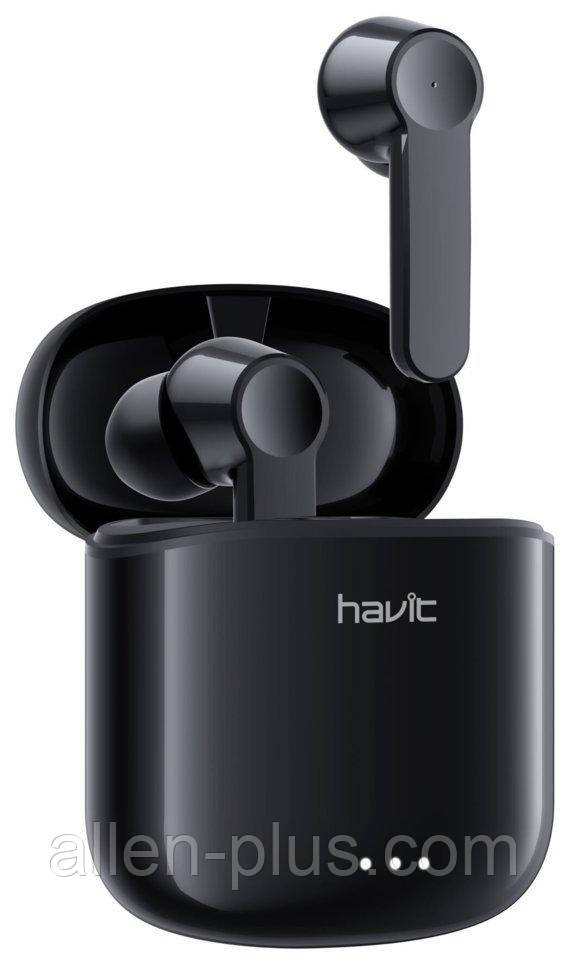 Навушники-гарнітура внутрішньоканальні (вакуумні) бездротові Bluetooth HAVIT TW917, black, with charger, фото 1