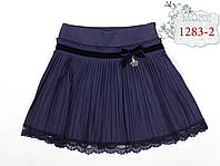 Стильная школьная юбка для девочки с плиссированным низом MONE Украина 1283-2 Синий 128, Школа
