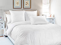 Постельное белье ТМ Вилюта сатин страйп белый для дома и гостиниц двуспальный