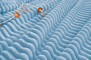 Плед покривало 160х220 Блакитний плюш смужка на ліжко, диван, фото 3