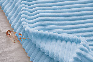 Плед покривало 160х220 Блакитний плюш смужка на ліжко, диван, фото 2