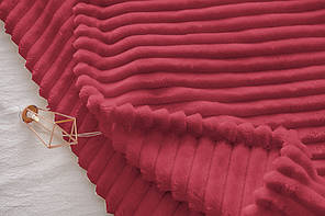 Плед покривало 200х220 Червоний плюш смужка на ліжко, диван, фото 4