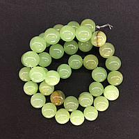 Бусины на нитке натуральный камень Оникс светло-зеленый гладкий шарик d=10мм