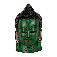 Маска Непальская Интерьерная Настенная Будда Цельный массив дерева 50х28,5х14,5 см Зеленый (25277)