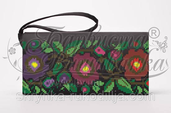 Пошитий чорний клатч для вишивання КЛ-099 Барвиста Вишиванка