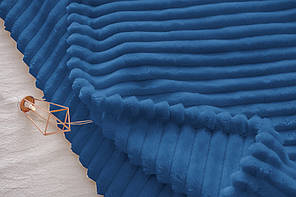 Плед покривало 200х220 Синій плюш смужка на ліжко, диван, фото 4